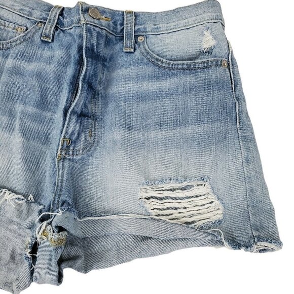 BDG Shorts Womens 28 Blue Denim High Rise Girlfriend‎ Cut Off  Distressed Boho - Picture 4 of 12